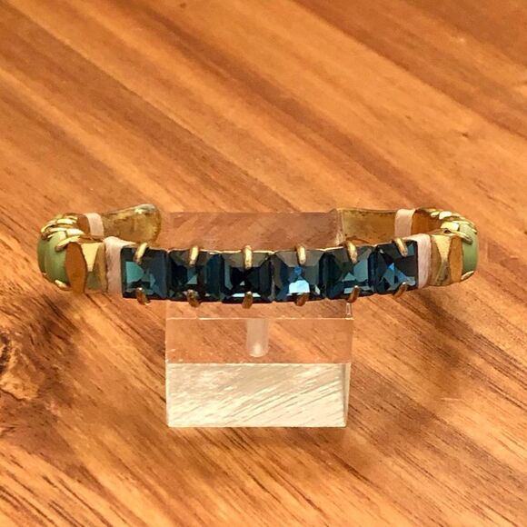 J.Crew | Blue and Green Cuff Bracelet | 2.5” Diameter - Picture 1 of 4